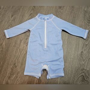 Janie And Jack Blue Gingham Swim Romper